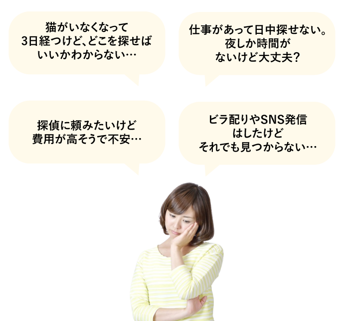猫がいなくなって不安な飼い主様のお悩み一覧